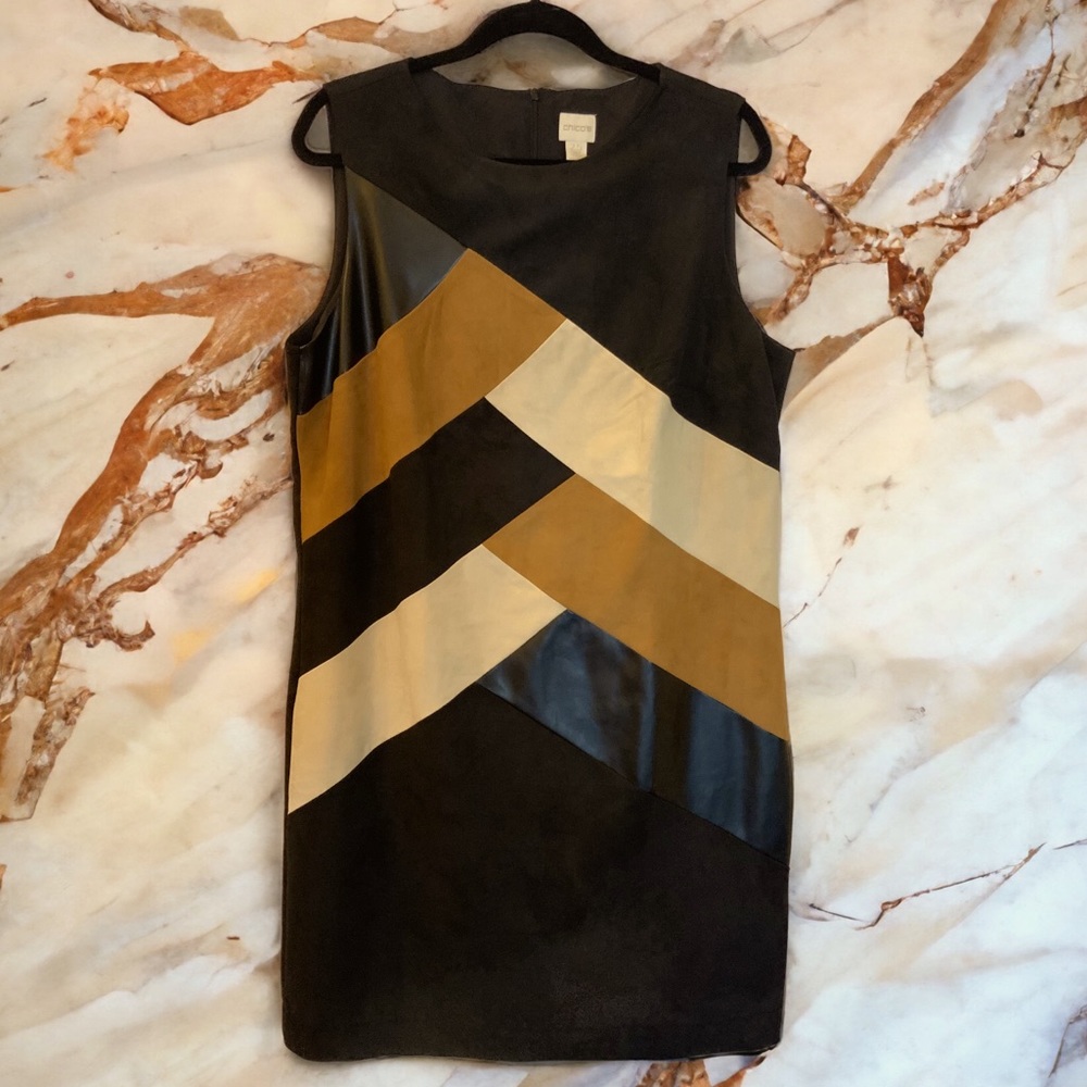 CHICO’S Dress in Faux Suede & Leather Size 2.5 / Size 14